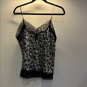 Express Black and White Floral Lace Camisole